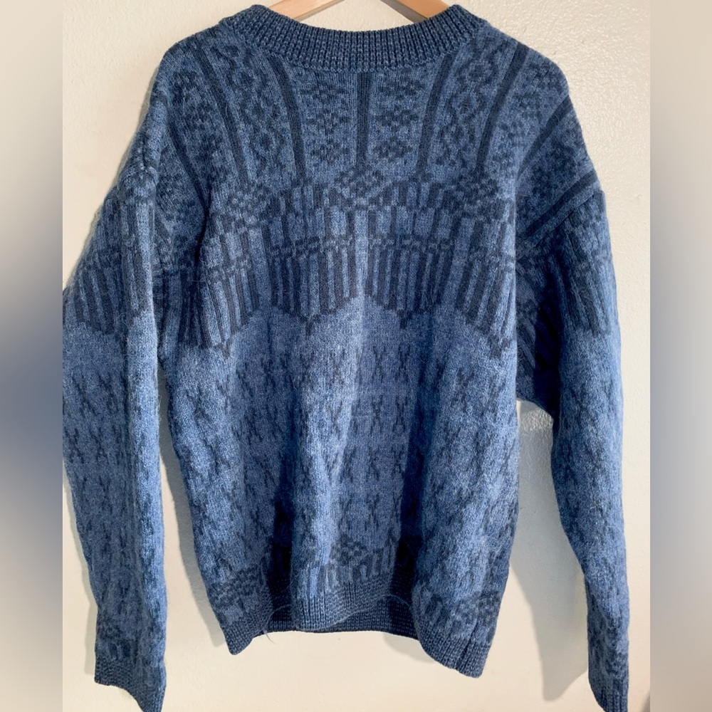 •the territory ahead- blue wool and alpaca grandpa sweater